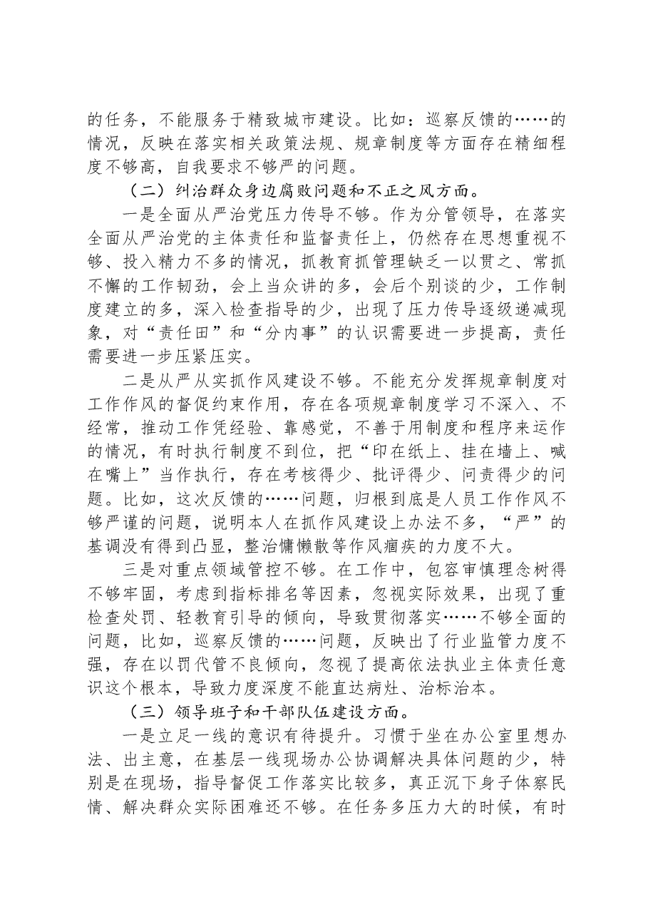 市委巡察整改专题民主生活会个人发言提纲.docx,第2页预览