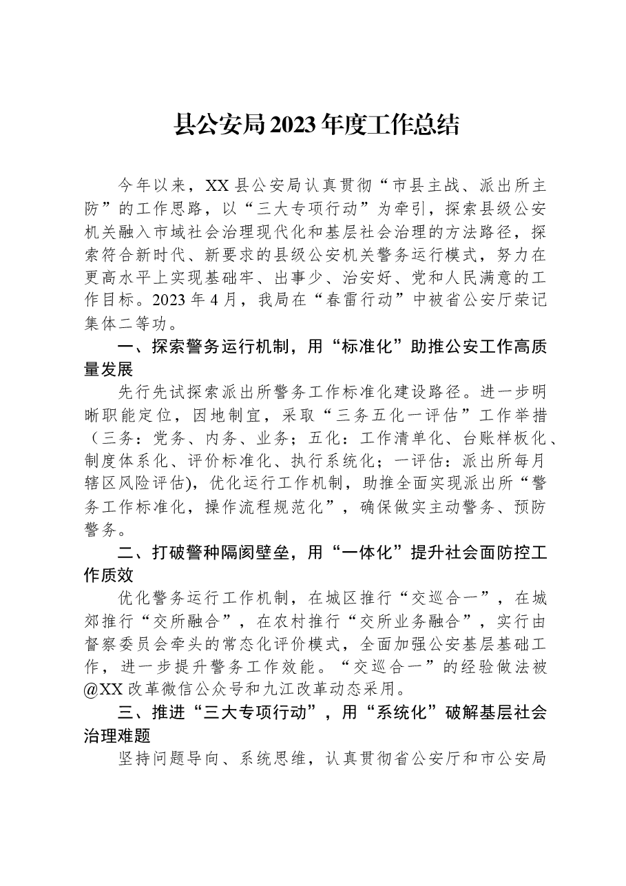 县公安局2023年度工作总结.docx,第1页预览