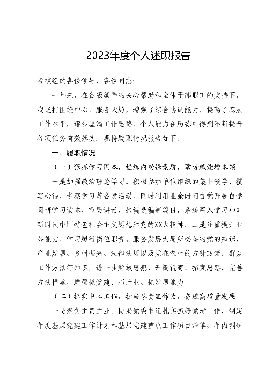 2023年度个人述职报告 (3).docx,第1页预览