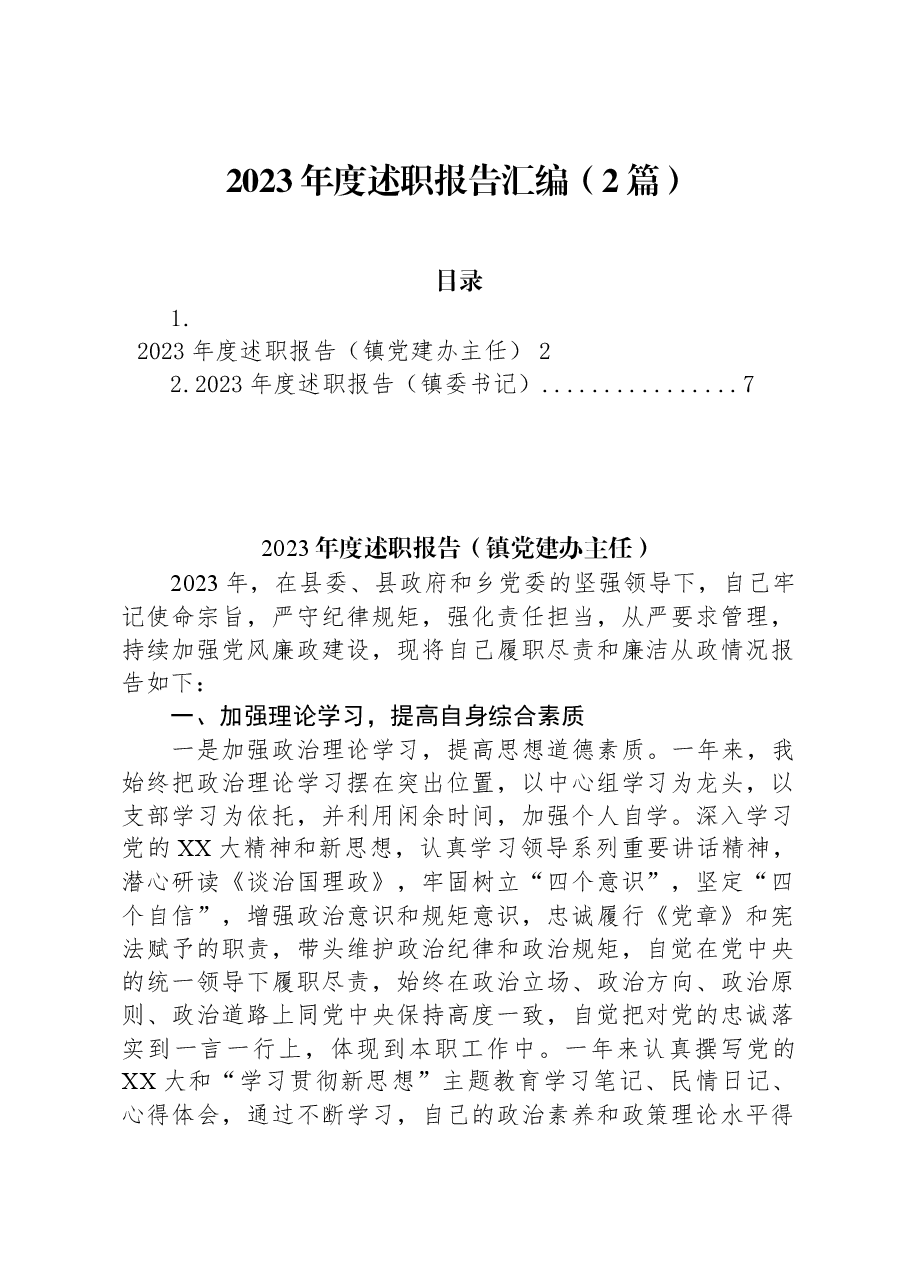 (2篇)2023年度述职报告汇编.docx,第1页预览