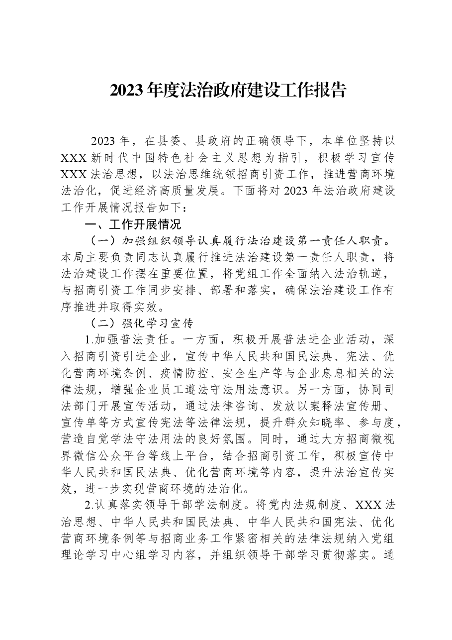 2023年度法治政府建设工作报告.docx,第1页预览