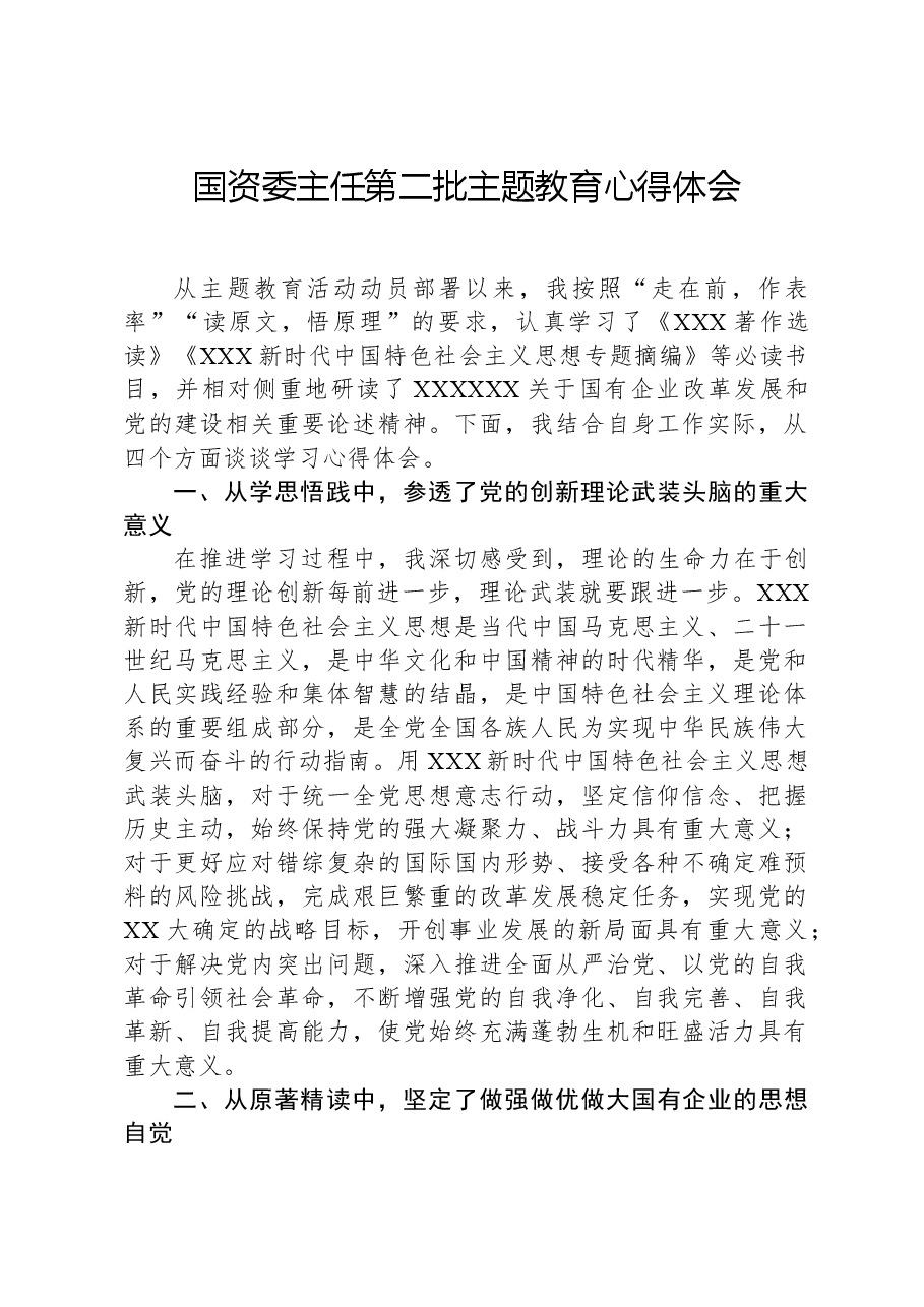 国资委主任第二批主题教育心得体会.docx,第1页预览