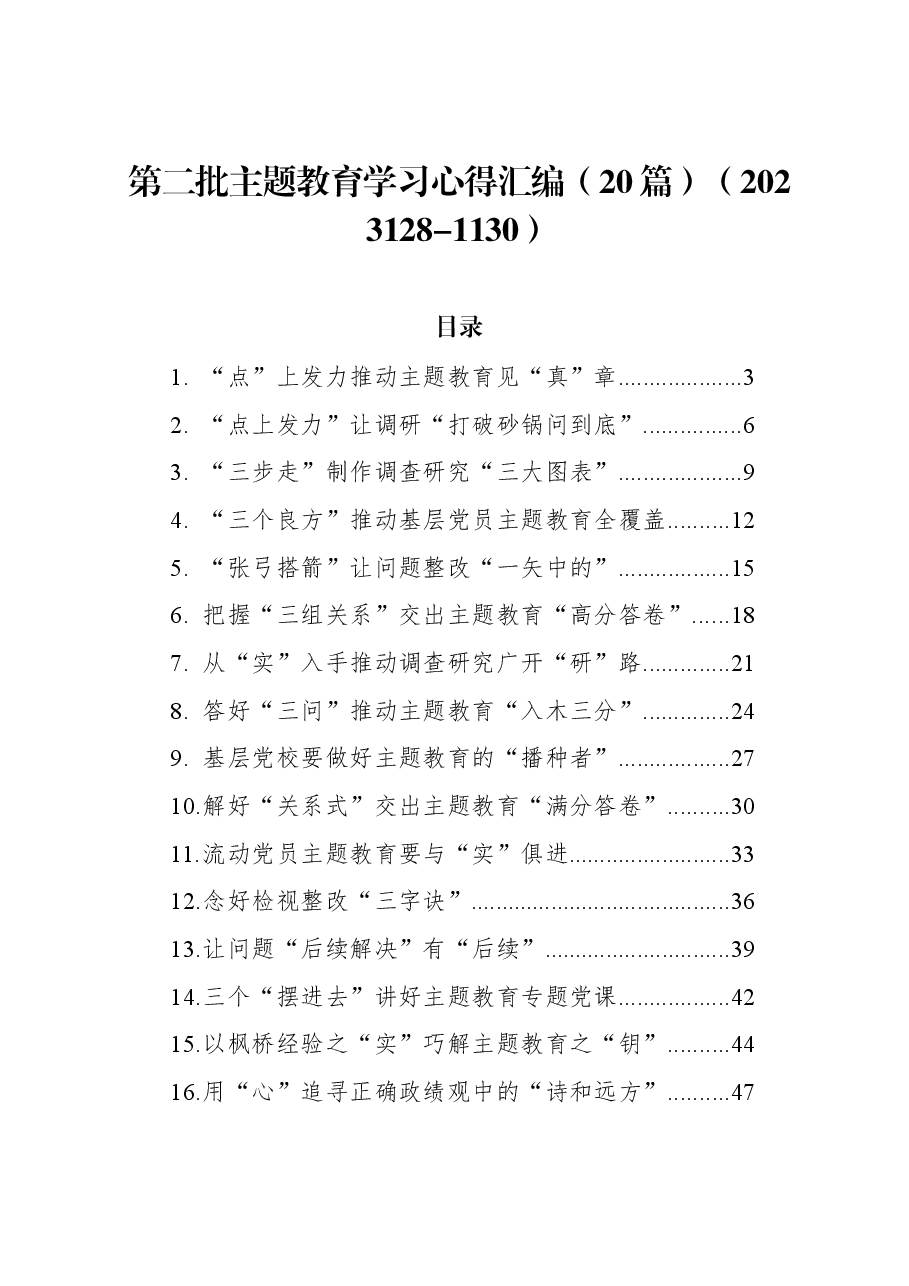 (20篇)第二批主题教育学习心得汇编.docx,第1页预览