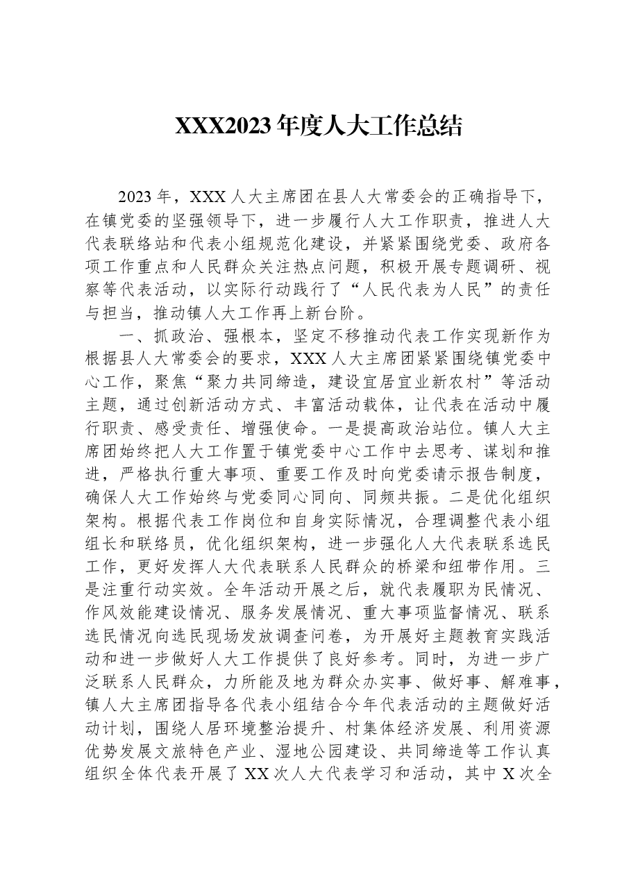 XXX2023年度人大工作总结.docx,第1页预览