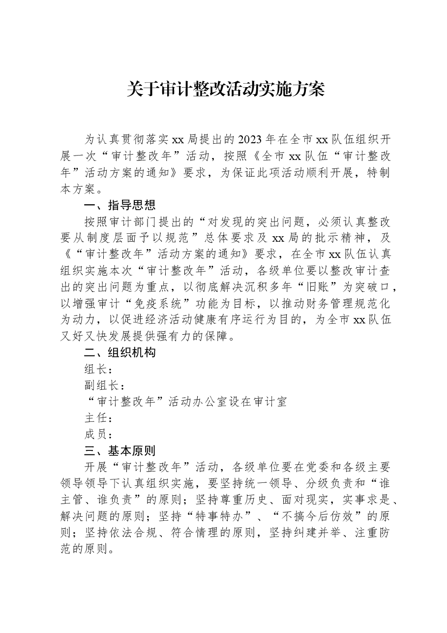 关于审计整改活动实施方案.docx,第1页预览
