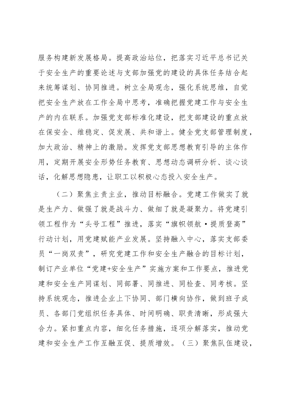 公司党委书记在集团“党建+安全”互促座谈会上的发言.docx,第2页预览