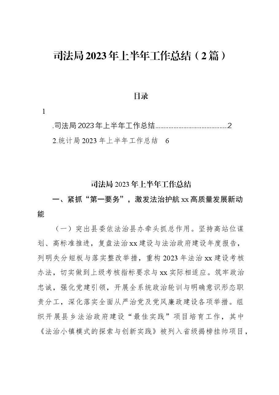 (2篇)司法局2023年上半年工作总结.docx,第1页预览