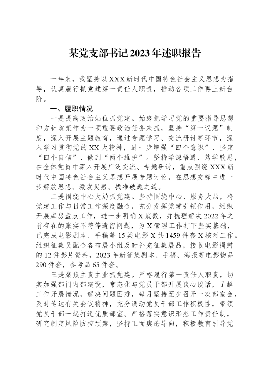 某党支部书记2023年述职报告.docx,第1页预览