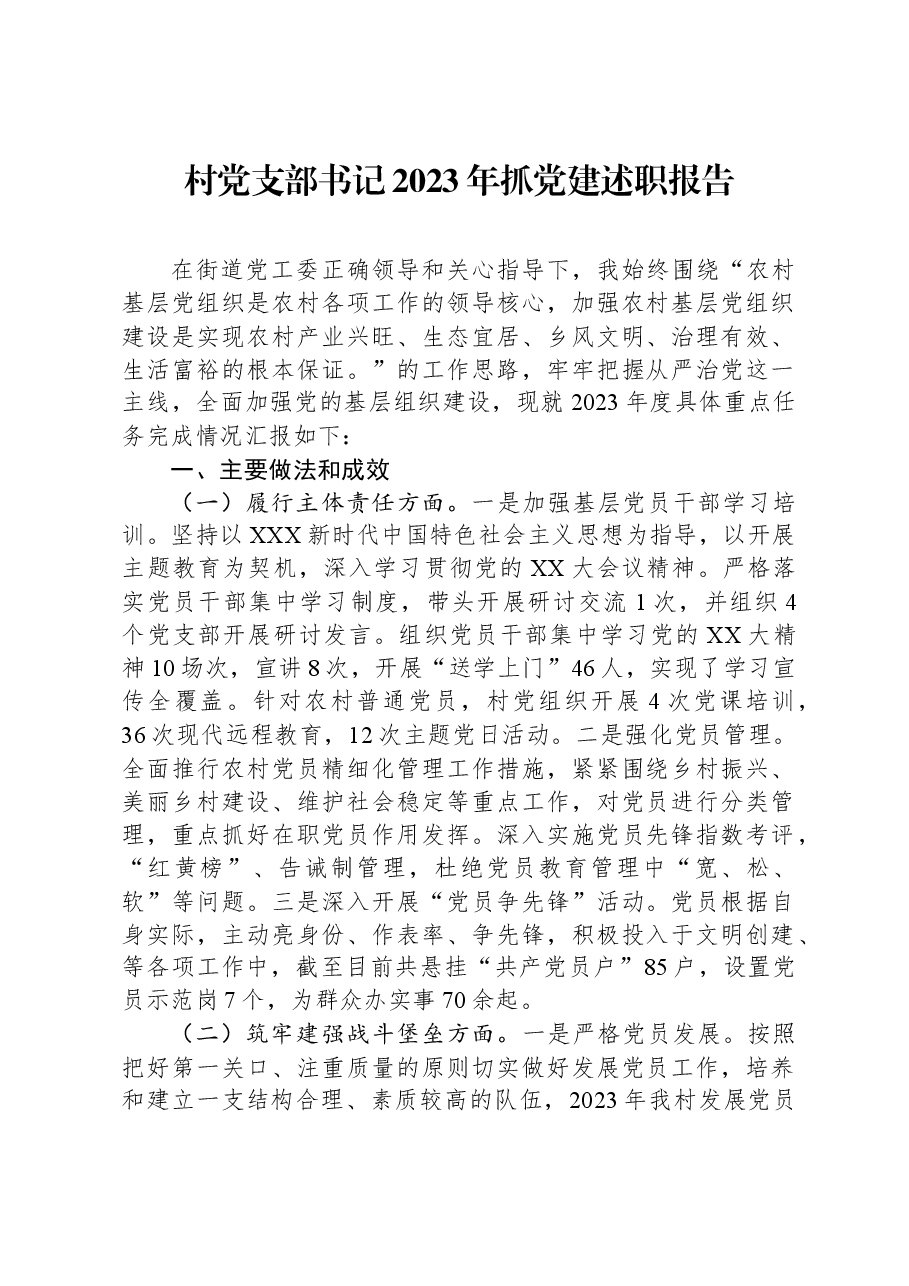 村党支部书记2023年抓党建述职报告.docx,第1页预览