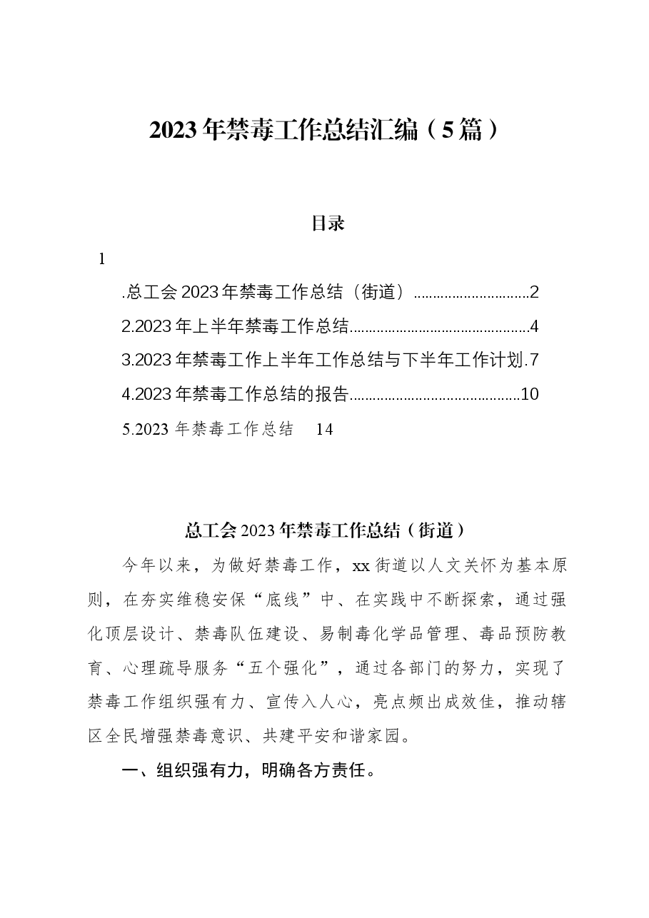 (5篇)2023年禁毒工作总结汇编.docx,第1页预览