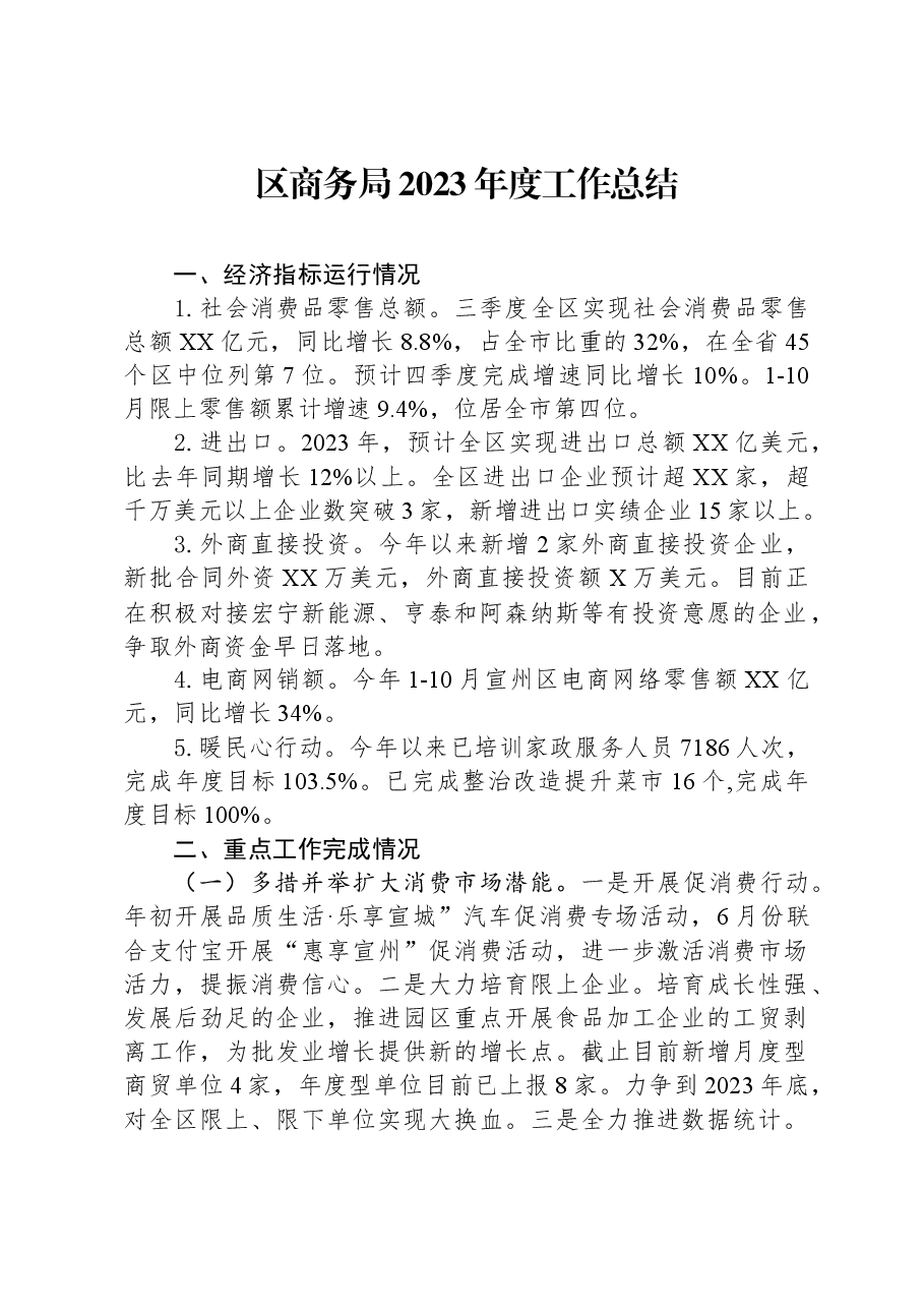 区商务局2023年度工作总结.docx,第1页预览