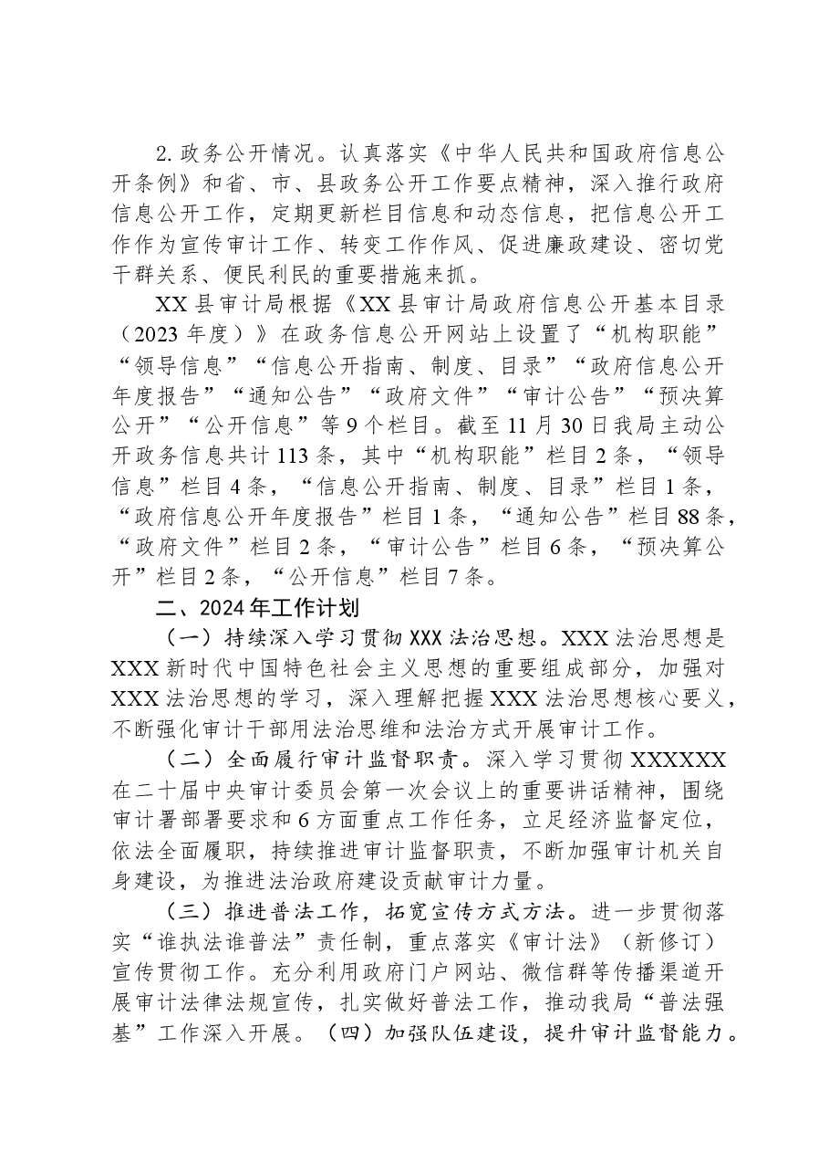县审计局法治政府建设2023年工作总结暨2024年工作计划.docx,第4页预览