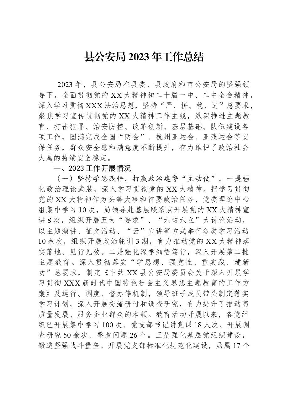 县公安局2023年工作总结.docx,第1页预览