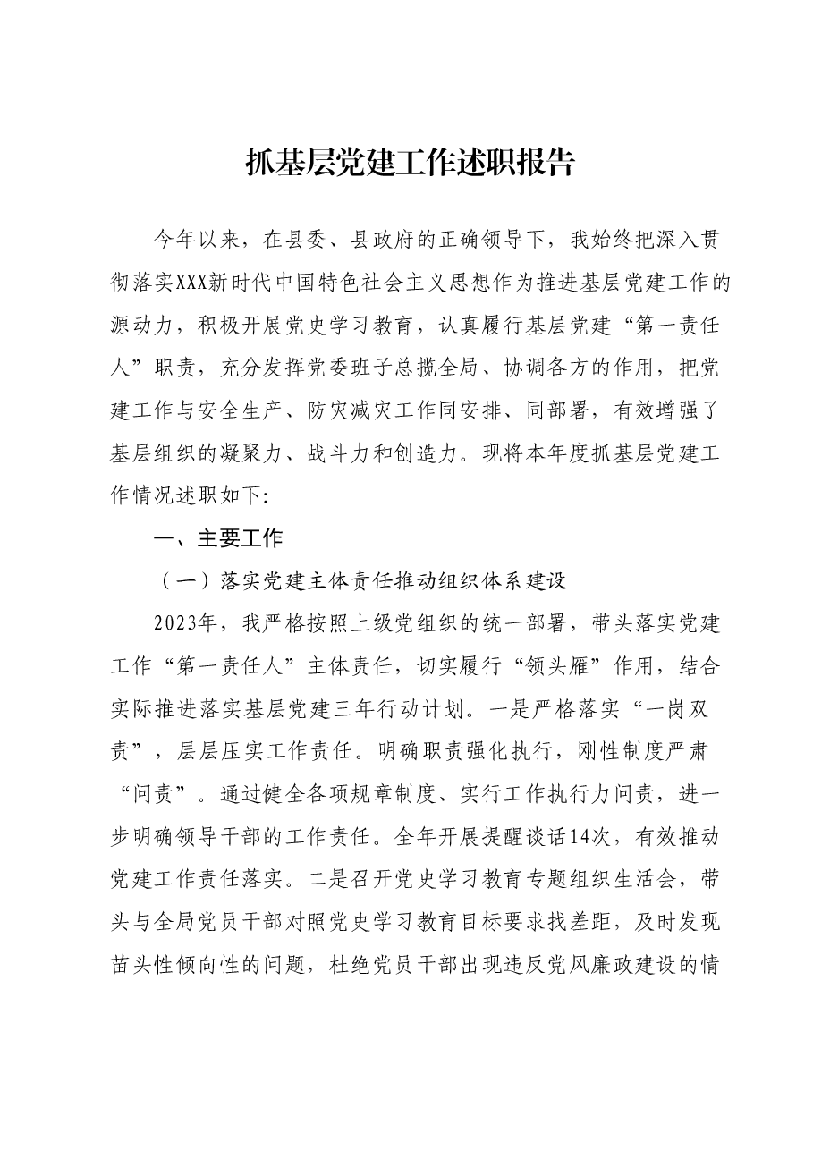 抓基层党建工作述职报告5.docx，第1页预览