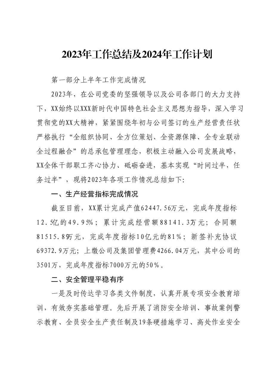 2023年工作总结及2024年工作计划1206.docx,第1页预览