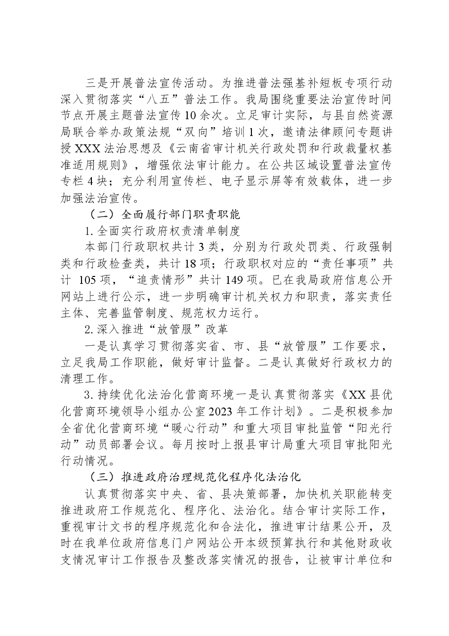 县审计局法治政府建设2023年工作总结暨2024年工作计划.docx,第2页预览