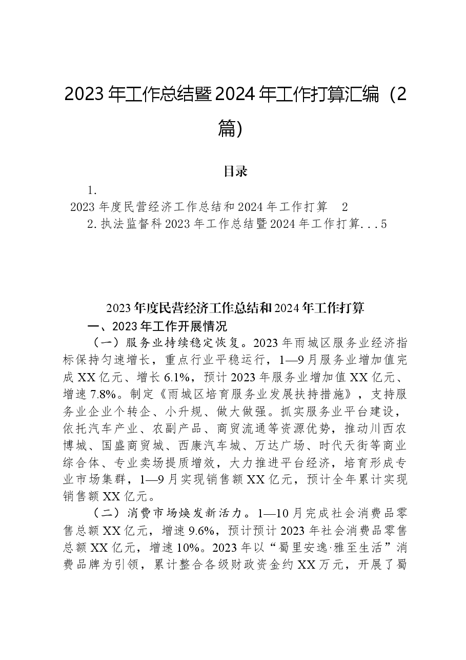(2篇)2023年工作总结暨2024年工作打算汇编.docx,第1页预览