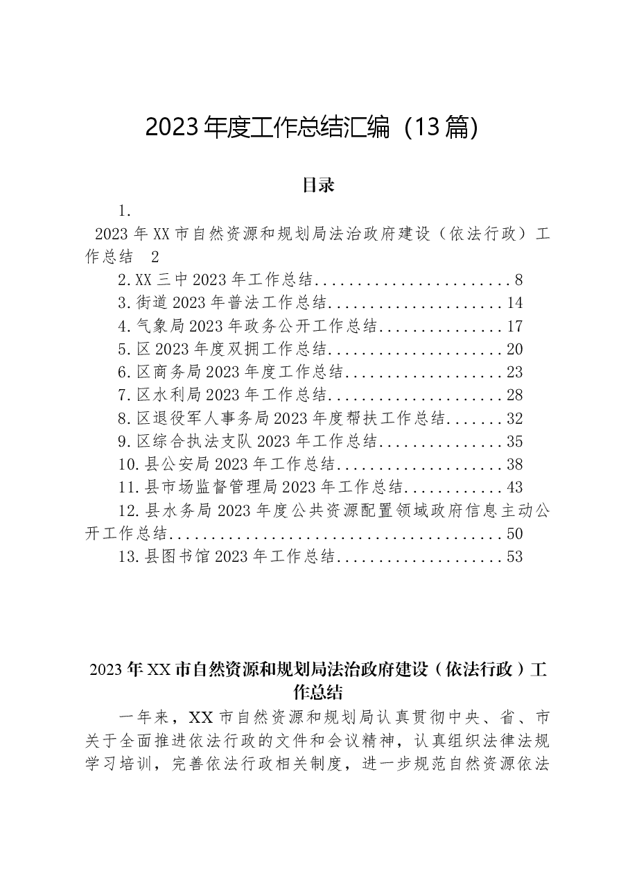 (13篇)2023年度工作总结汇编.docx,第1页预览
