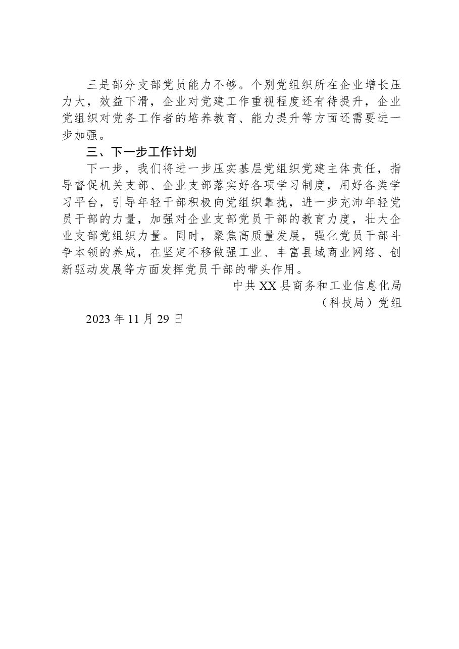 县商务工信局关于2023年基层党建工作总结的报告.docx,第3页预览