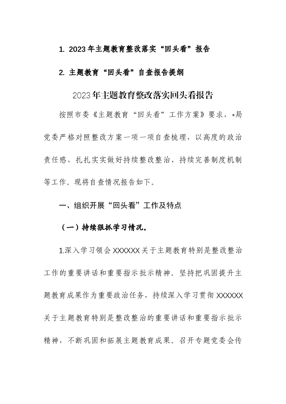 (2篇)2023年主题教育整改落实“回头看”报告.docx,第1页预览