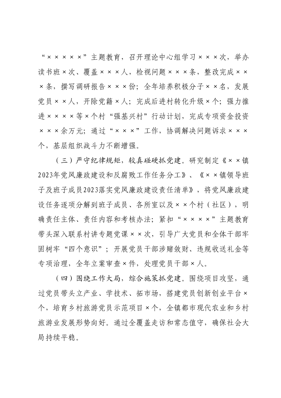 某镇党委书记2023年度党建工作述职报告.docx,第2页预览