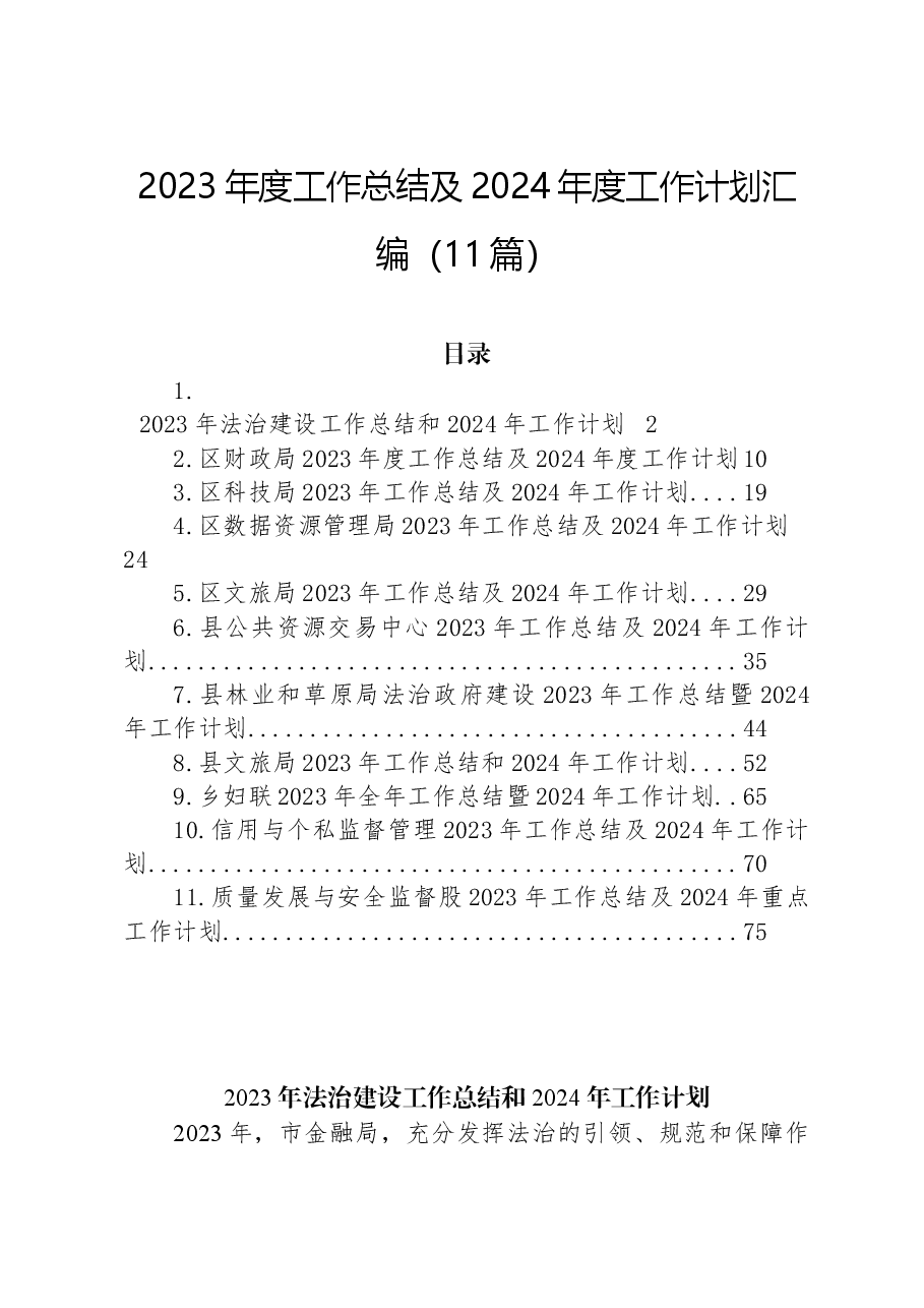 (11篇)2023年度工作总结及2024年度工作计划汇编.docx,第1页预览