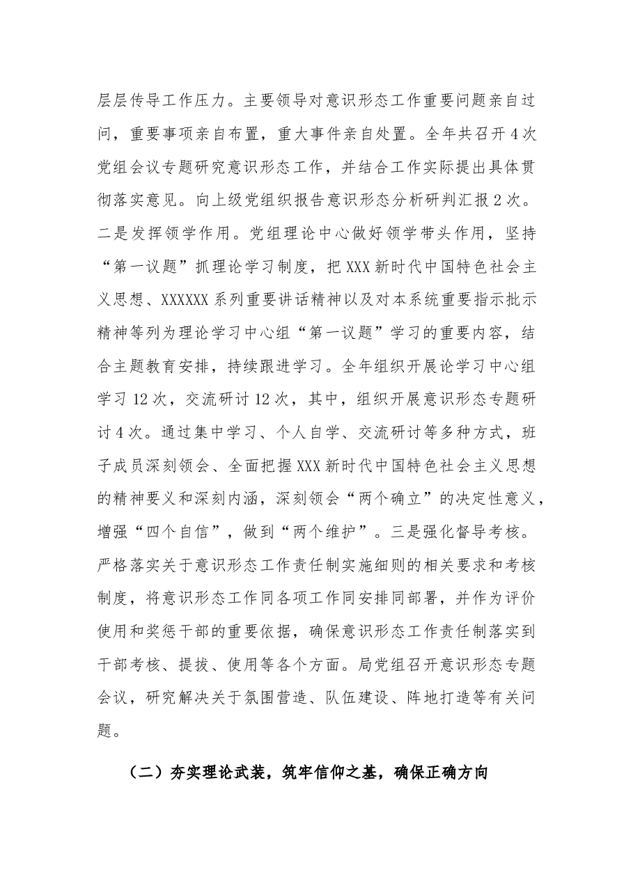 2023年度局党组意识形态工作总结及2024年工作打算.docx,第2页预览