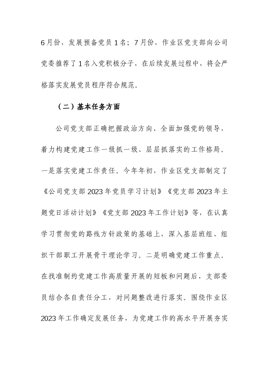 2023年度公司党支部“堡垒指数”考评暨党支部标准化建设工作验收考评自查报告.docx,第2页预览