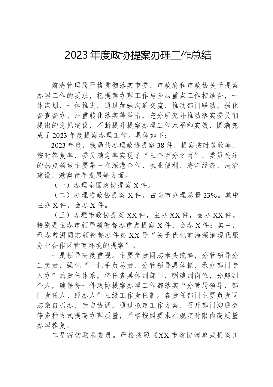 2023年度政协提案办理工作总结.docx,第1页预览