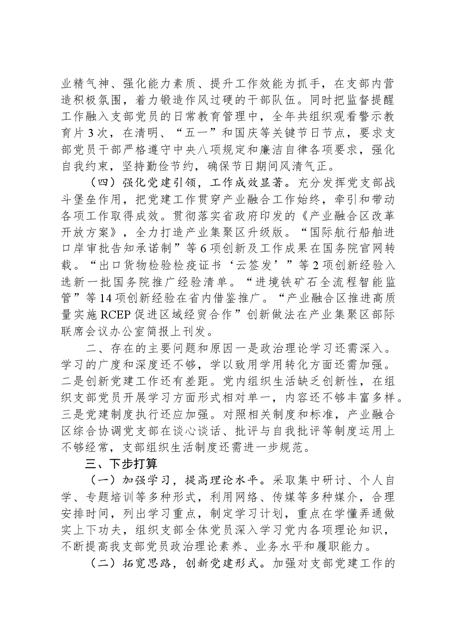 产业融合区党支部党建工作汇报.docx,第2页预览