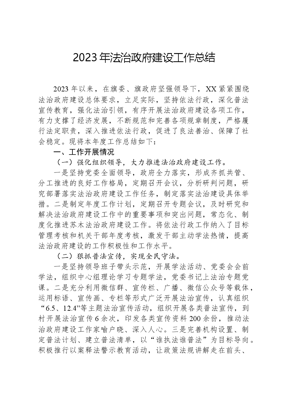 2023年法治政府建设工作总结01.docx,第1页预览