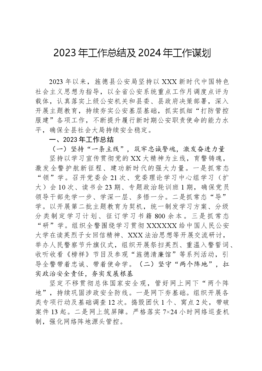 2023年工作总结及2024年工作谋划01.docx,第1页预览