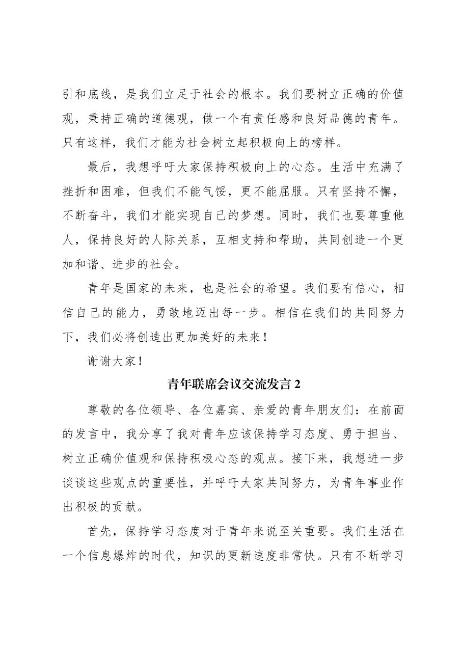(2篇)青年联席会议交流发言.docx,第2页预览