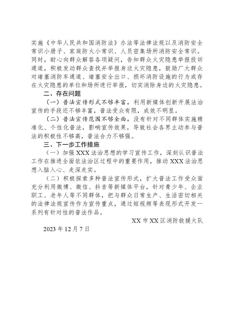 区消防救援大队2023年度普法工作总结.docx,第2页预览