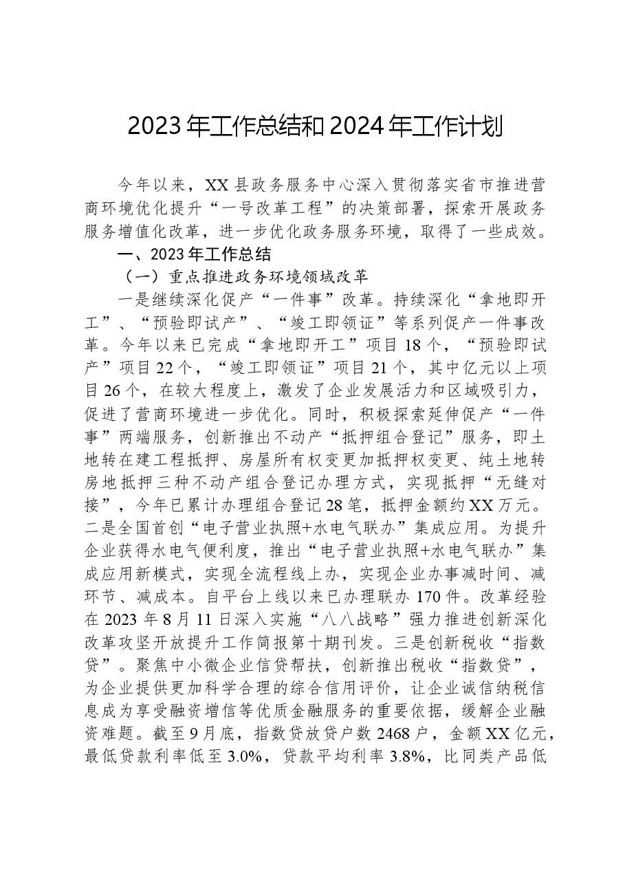 2023年工作总结和2024年工作计划01.docx,第1页预览