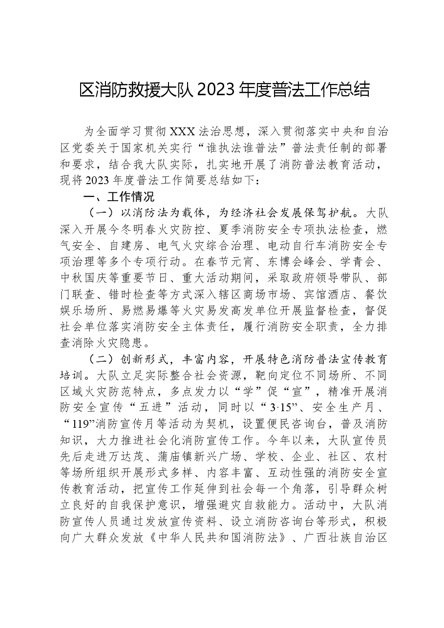 区消防救援大队2023年度普法工作总结.docx,第1页预览