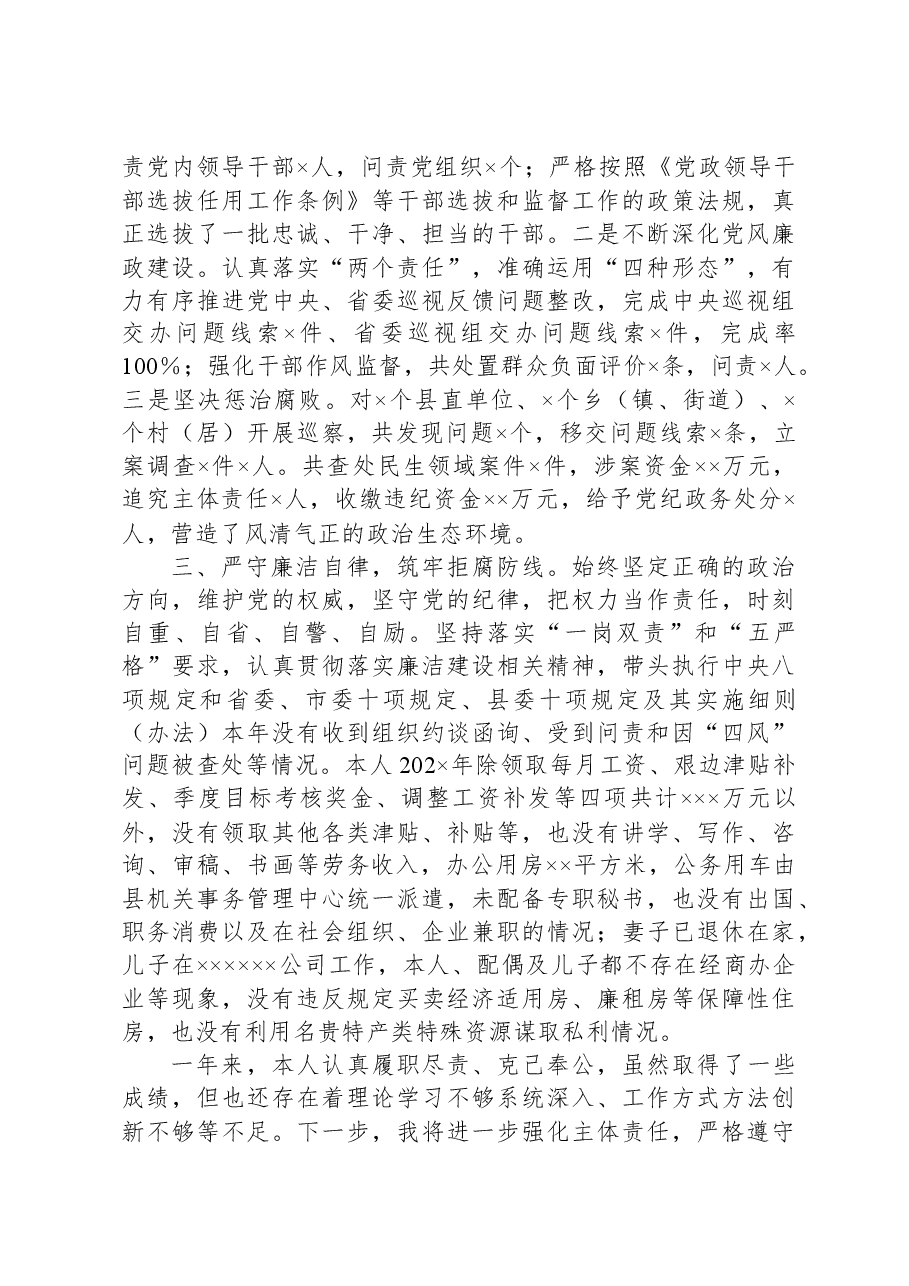 XX县主要领导个人述责述廉报告.docx,第2页预览