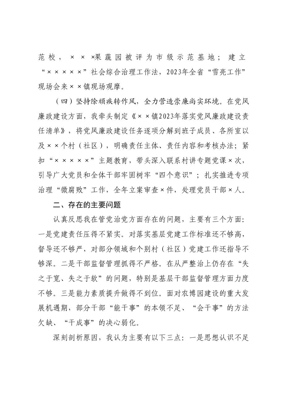 2023年度某镇党委书记抓基层党建工作述职报告.docx，第3页预览
