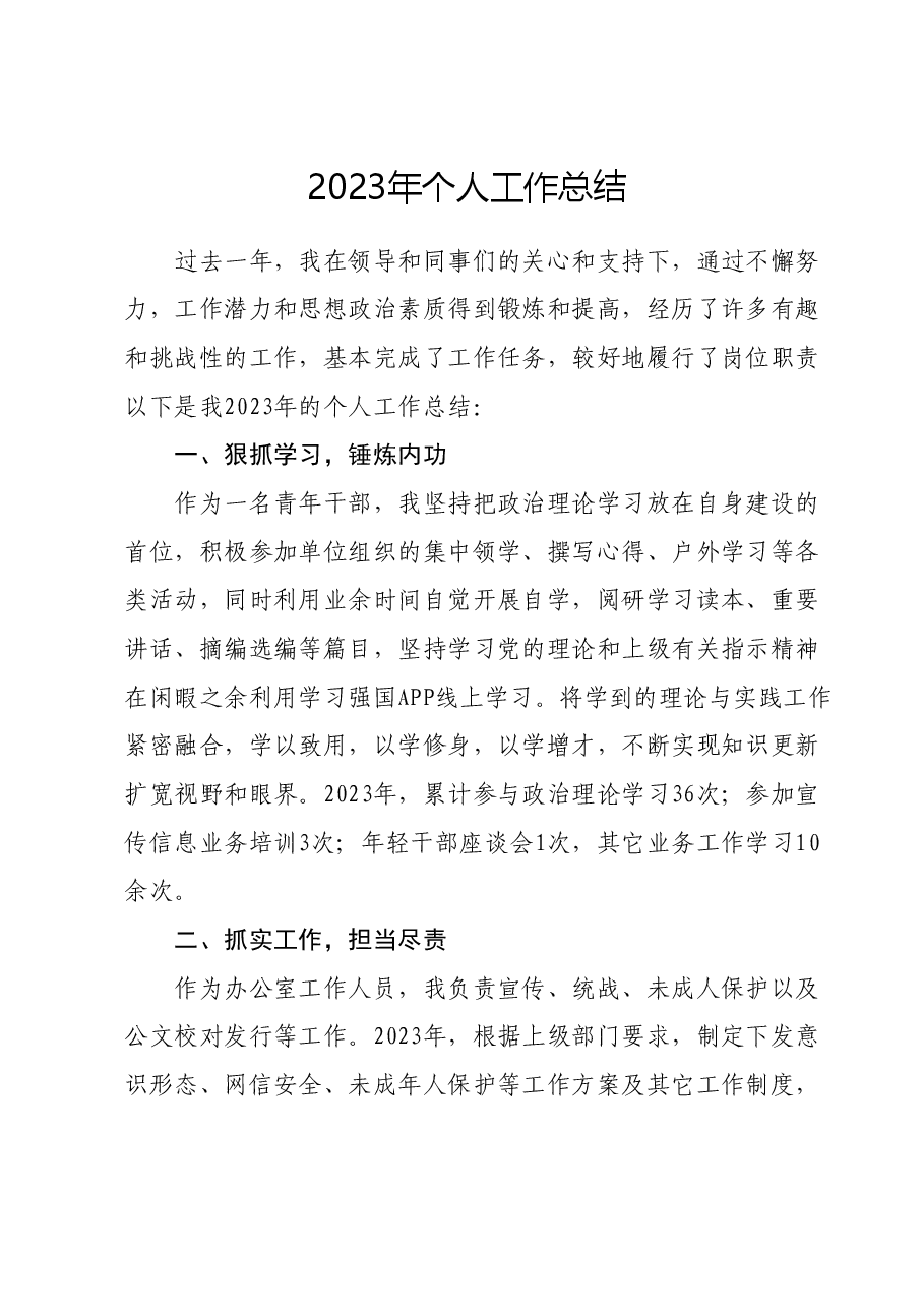 2023年个人工作总结.docx,第1页预览