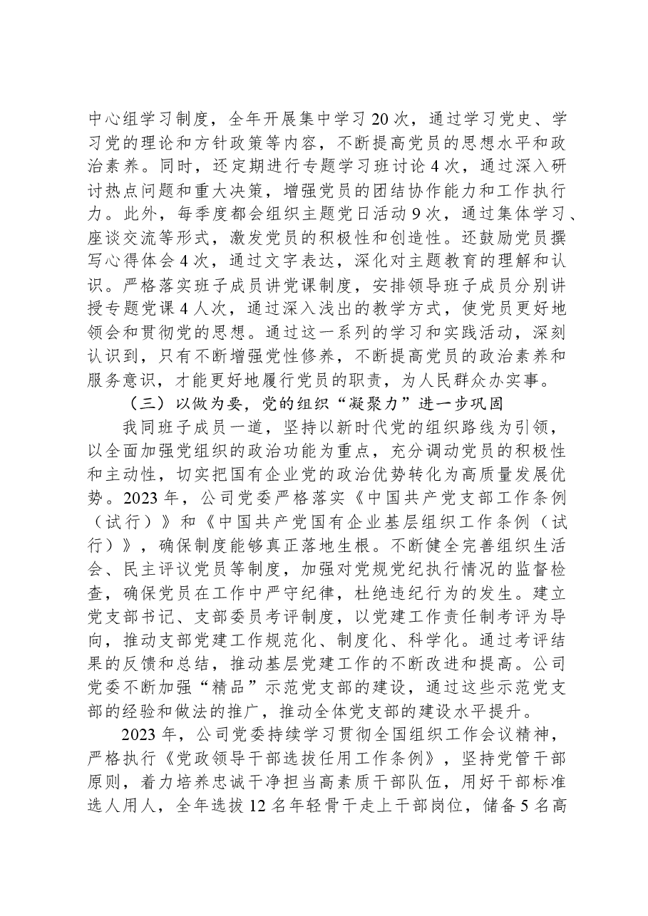 2023年公司党委书记抓党建述职报告.docx,第2页预览