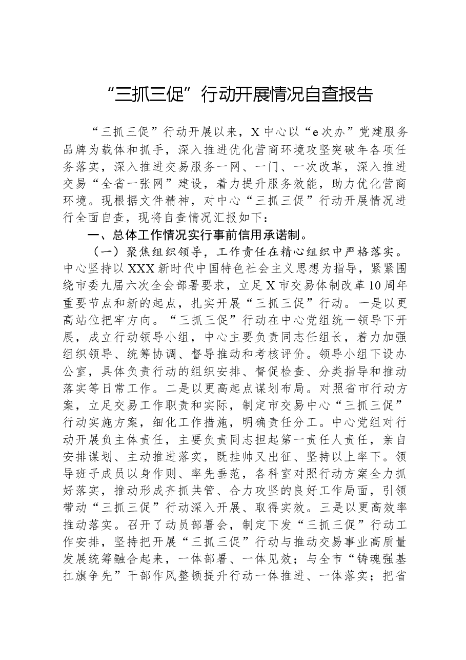 “三抓三促”行动开展情况自查报告.docx,第1页预览