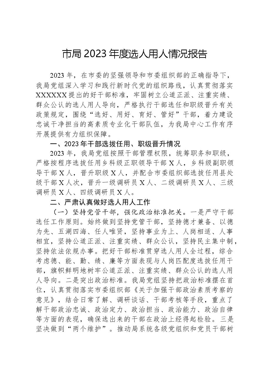 市局2023年度选人用人情况报告.docx,第1页预览