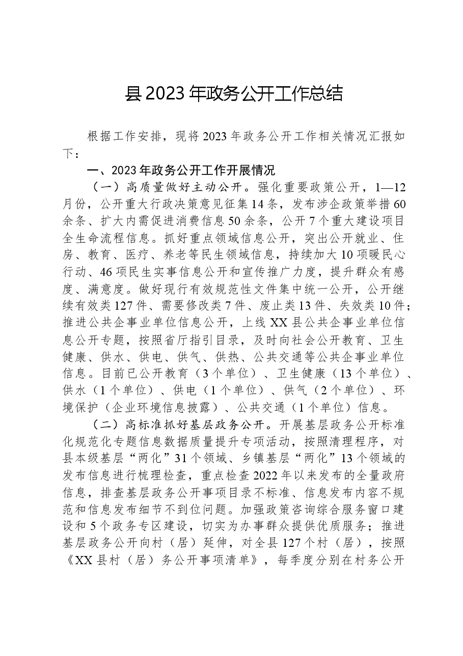 县2023年政务公开工作总结.docx,第1页预览