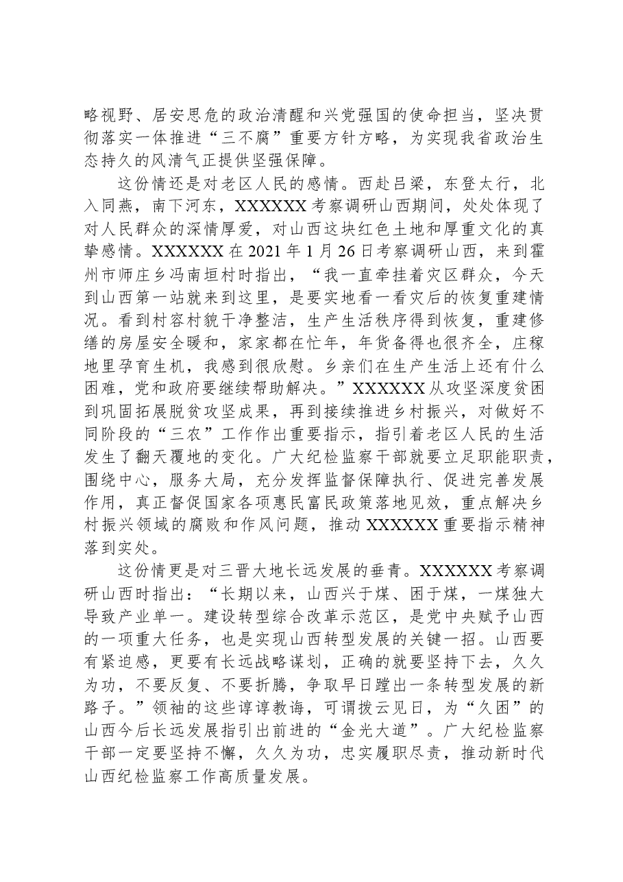 中心组发言:学习贯彻总书记考察指示精神推进时代纪检监察工作高质量发展.docx,第2页预览