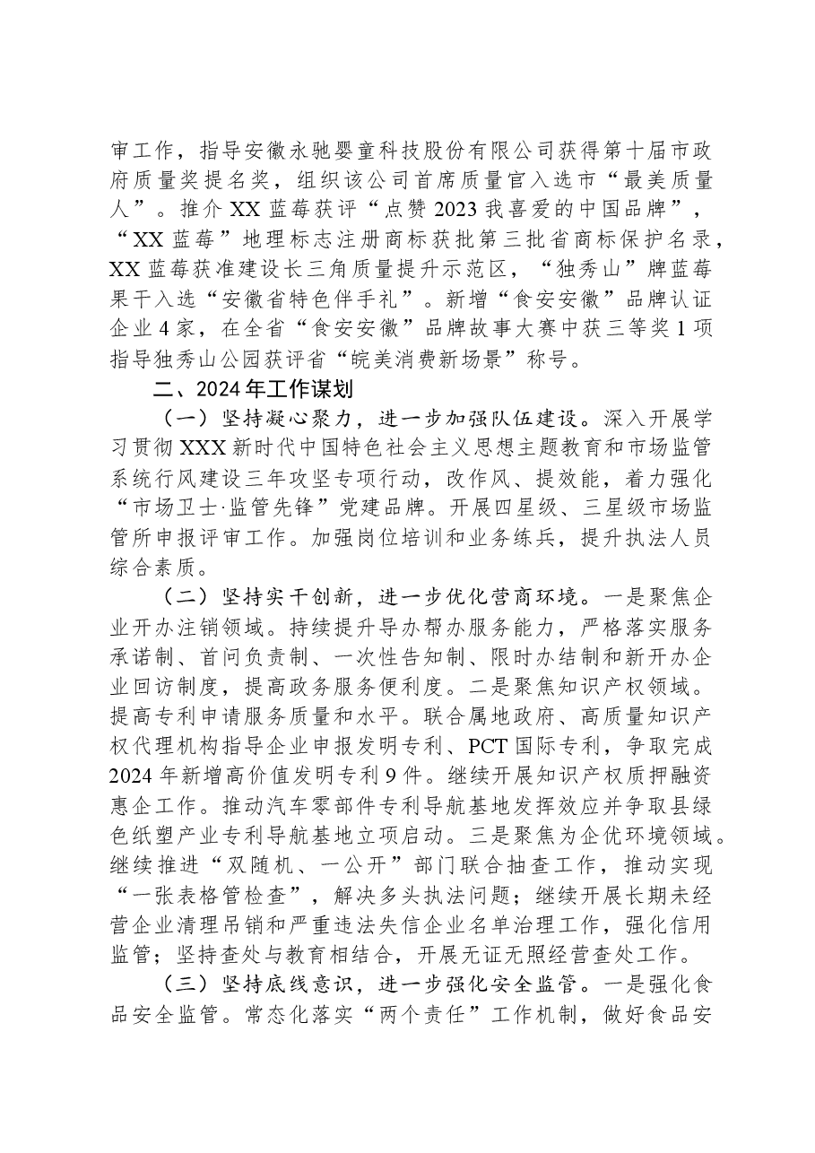 县市场监管局2023年度工作总结及2024年度工作计划.docx,第3页预览