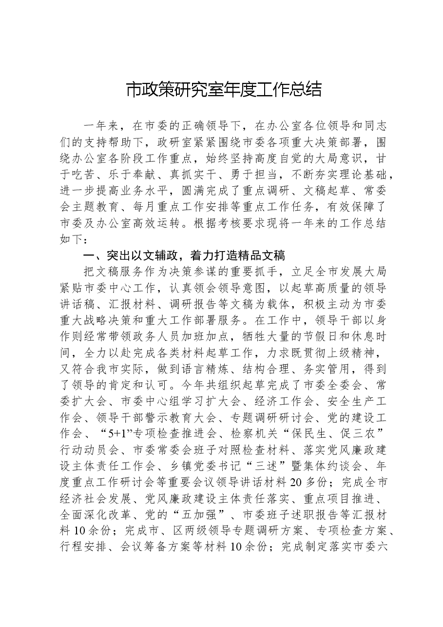 市政策研究室年度工作总结.docx，第1页预览