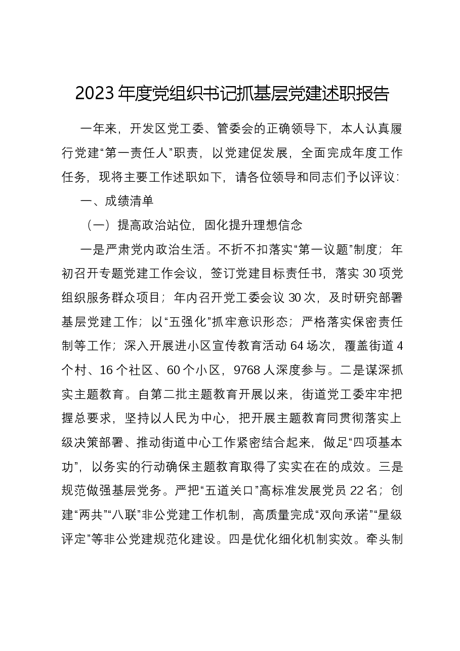 2023年度党组织书记抓基层党建述职报告.docx,第1页预览