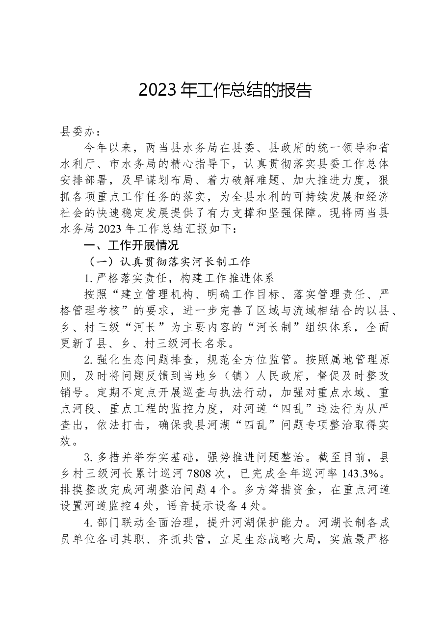 2023年工作总结的报告.docx,第1页预览