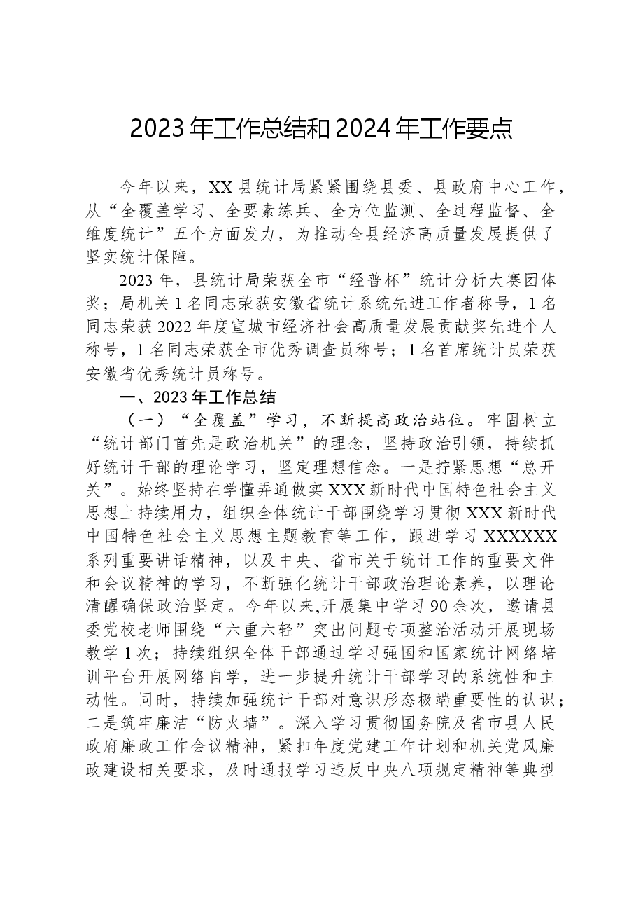 2023年工作总结和2024年工作要点.docx,第1页预览