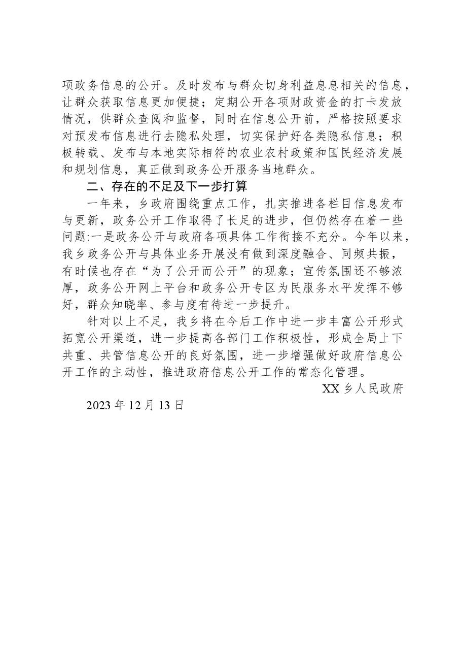 乡2023年度政务公开工作总结.docx,第2页预览